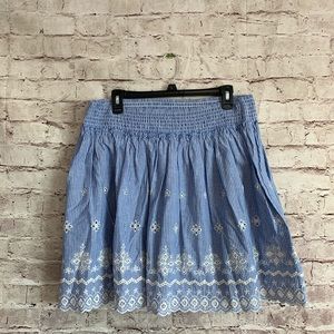 Ariat XL Striped Embroidered Eyelet Blue Skirt